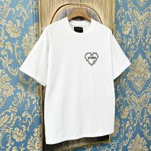 定価2万★christian milada・ミラノ発・半袖Tシャツ★綿100％ 薄手 通気吸汗 個性 ハート柄 ロゴ オシャレ カジュアル 普段着 夏 XL/50_画像8