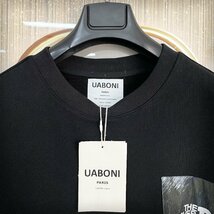 一枚限定EU製＆定価4万◆UABONI*Paris*トレーナー*ユアボニ*パリ発◆米国産コットン 長袖 切替 英字柄 レジャー プルオーバー 日常 M/46_画像3