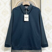 一枚限定EU製＆定価4万◆UABONI*Paris*ポロシャツ*ユアボニ*パリ発◆コットン100％ 上品 ソフト 快適 ストライプ 紳士 通勤 XL/50サイズ_画像1