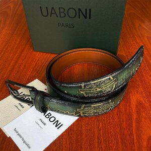 希少 EU製 定価9万◆UABONI*ユアボニ*幻のパティーヌ*ベルト◆手染 ゴ