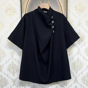 個性EU製＆定価2万◆UABONI*Paris*半袖Tシャツ*ユアボニ*パリ発◆お洒落 薄手 速乾 ゆったり 無地 カットソー スウェット トレンディ 夏 M