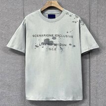 人気・半袖Tシャツ 定価2万◆Emmauela・イタリア・ミラノ発◆コットン 上品 通気 個性 キラキラ ラインストーン カットソー 男女兼用 夏 L_画像1