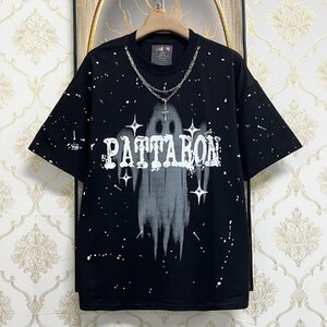 個性EU製＆定価2万◆UABONI*Paris*半袖Tシャツ*ユアボニ*パリ発◆高級 快適 ソフト チェーン付き ゴス スウェット ストリート 男女兼用 2XL