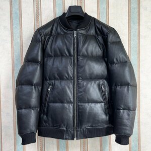  highest peak regular price 13 ten thousand FRANKLIN MUSK* America * New York departure leather * Goose down jacket high grade sheep leather thick protection against cold Rider's leather jacket 2