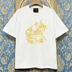 定価2万★christian milada・ミラノ発・半袖Tシャツ★コットン100％ 上品 薄手 吸汗速乾 通気 ユニコーン トップス 男女兼用 M/46サイズ