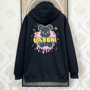 個性EU製＆定価4万◆UABONI*Paris*パーカー*ユアボニ*パリ発◆コットン100％ 高級 ソフト クマ スウェット 可愛い トレーナー 男女兼用 L