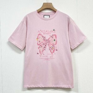 人気ヨーロッパ製※定価2万◆ブルガリア発※RISELIN 半袖Tシャツ 通気 快適 吸汗 可愛い 花柄 蝶 トップス スウェット キレイめ 夏 M/46