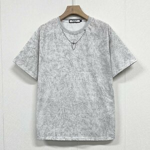 個性ヨーロッパ製※定価2万◆ブルガリア発※RISELIN 半袖Tシャツ 上質綿100％ 薄手 快適 ゆったり キラキラ ラインストーン 街着 夏 L/48