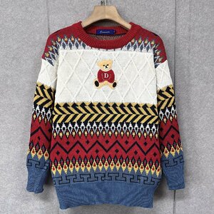  piece .* sweater regular price 5 ten thousand *Emmauela* Italy * milano departure * wool . protection against cold knitted bear pretty pull over Christmas L/48 size 