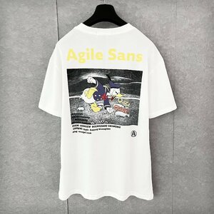 半袖Tシャツ 定価2万◆Emmauela・イタリア・ミラノ発◆綿100％ オシャレ 個性 キャラクター スウェット カットソー 春夏 レジャー L/48