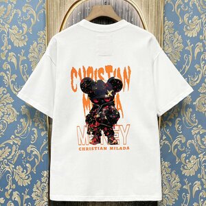 定価2万★christian milada・ミラノ発・半袖Tシャツ★人気 通気 快適 ゆったり おしゃれ 個性 スウェット ストリート ユニセックス 夏服2XL