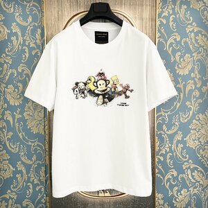 定価2万★christian milada・ミラノ発・半袖Tシャツ★コットン100％ 高級 薄手 個性 吸汗速乾 定番 日常 男女兼用 L/48サイズ