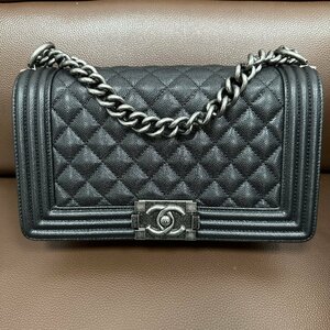 新品同様 ※CHANEL シャネル※ A67086 ボーイシャネル マトラッセ キャビアスキン チェーンショルダーバッグ ハンドバッグ レディース