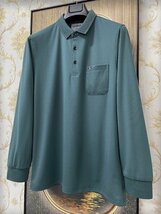 一枚限定EU製＆定価4万◆UABONI*Paris*ポロシャツ*ユアボニ*パリ発◆上質 快適 ソフト POLO 長袖 無地 通勤 紳士 トップス ビジネス M/46_画像8