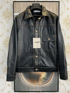  top class EU made & regular price 15 ten thousand *UABONI*yuaboni* leather jacket * France * Paris departure * high quality cow leather dressing up Rider's motorcycle leather jacket L/48