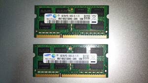 ◆サムスン純正 DDR3 PC3-10600S 4GB×2枚 合計8GB ノートPC用メモリ◆送料120円