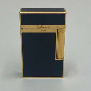 #2861 Dupont S.T.Dupont roller type gas lighter black × Gold color beautiful goods put on fire verification 