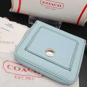 正規品 コーチ Coach 折り財布 Fold Wallet ラウンドファスナー Round Zipper レアカラー 袋 Dust Bag 箱 Box カード Cards Authentic