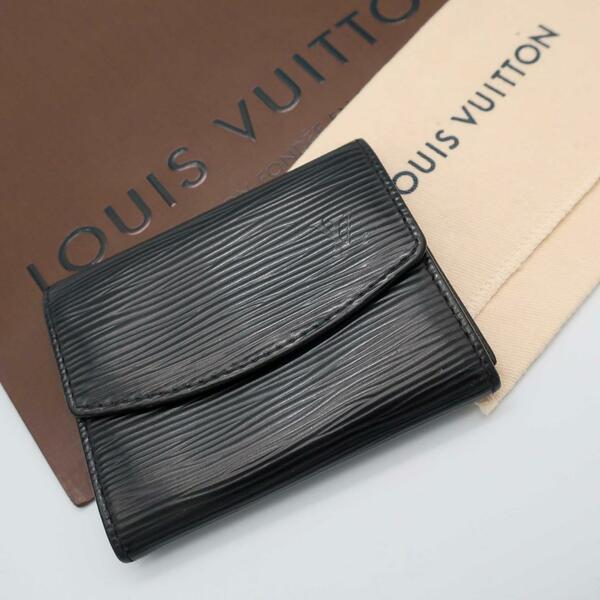 正規品 ルイヴィトン Louis Vuitton エピ Epi 小銭入れ コインケース Coin Case ポルトモネサーンプル 黒 袋 Dust Bag Authentic Mint