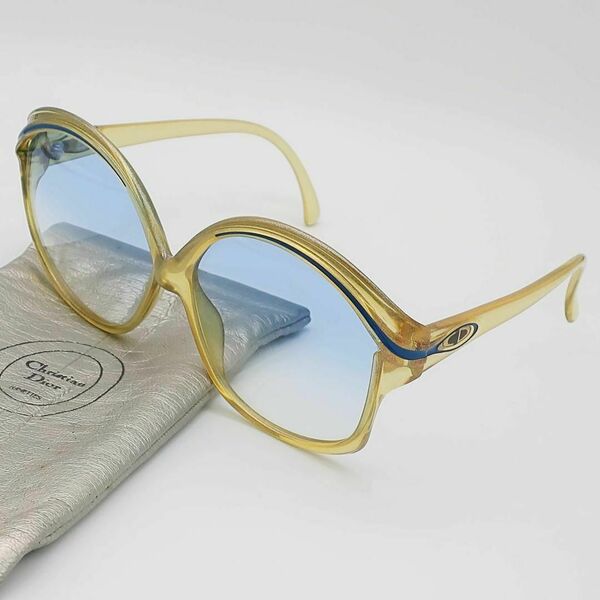 正規品 ディオール Dior サングラス Sunglasses ヴィンテージ Vintage ビッグフレーム ロゴ Logo CD ケース Authentic Mint
