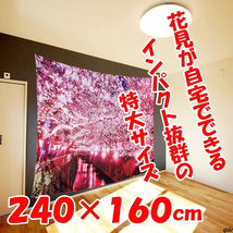 【桜デザインのタペストリー】ファブリックポスター 桜 桜並木 240×160cm インテリア 大判 大きい 夜桜 背景布_画像2