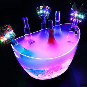 [ high quality. food for material ] ice bucket barrel type LED ice bucket 8L capacity acrylic fiber stylish light up bottle cooler,air conditioner 
