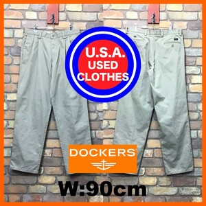 BP3-253★W90センチ位★00s★激レア★USA古着【DOCKERS】企業ロゴ入り コットン チノパンツ【W35 メンズ L】ベージュ トヨタ スラックス