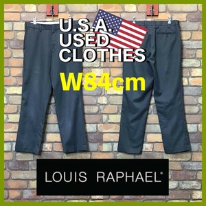 BP2-964★W84センチ位★USA買付商品★少し訳あり【LOUIS RAPHAEL ルイス ラファエル】ノータック スラックス【W32 メンズ M】グレー 古着