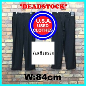 BP3-368★W84センチ位★USA直輸入★デッドストック【VAN HEUSEN】フラッシャー付き ストライプ スラックスパンツ【W32 メンズ M】グレー