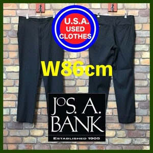 BP2-704★W86センチ位★訳あり・格安!!★USA買付品★【Jos. A. Bank】ストライプ ウールスラックス【34 メンズ L】チャコールグレー 古着