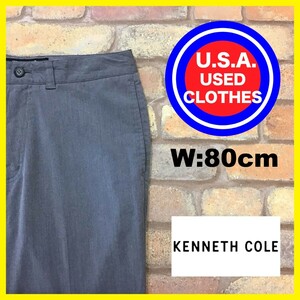 BP3-314★W80センチ位★USA古着【KENNETH COLE】ノータック ストレッチ スラックスパンツ【W32 メンズ M】グレー ビジネス　ワーク ゴルフ