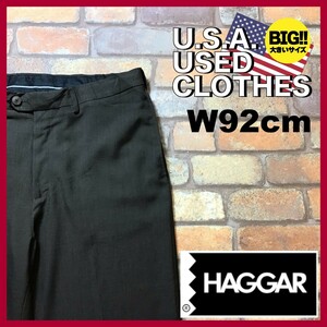 BP2-944★W92センチ位★USA直輸入★状態◎★ブラウンカラー【HAGGAR ハガー】ノータック スラックス【W36×L34 メンズ XL】USA古着 ゴルフ