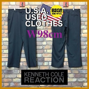 BP2-961★W98センチ位★海外BIGサイズ★USA古着★【KENNETH COLE REACTION】シャドーストライプ スラックス【W38 メンズ XL】濃グレー