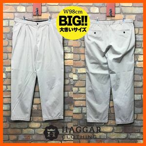 BP2-415★W98センチ位★若干訳アリ格安!!★【USA紳士服ブランド HAGGAR ハガー】2タックパンツ チノパン【W38×L32 メンズ XL】ベージュ