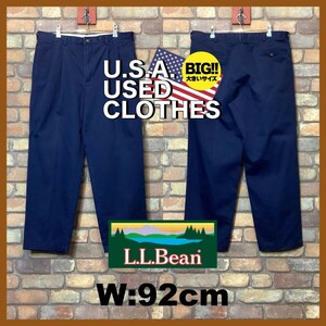 BP3-223★W92センチ位★USA限定★状態良好★【L.L.BEAN】クラシックフィット コットン チノパンツ【W37 メンズ XL】ネイビー スラックス