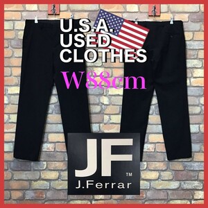 BP2-967★W88センチ位★USA古着★【J.Ferrar ジェイフェラー】ブラックカラー スリムトラウザーズ【W34 メンズ L】黒 JCPenny アメカジ