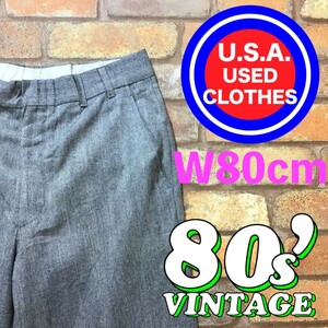 BP2-703★W80センチ位★80s vintage★【USA古着】TALONジップ ストライプ トラウザーズ【W31 メンズ M】グレー スラックス アメカジ ワーク