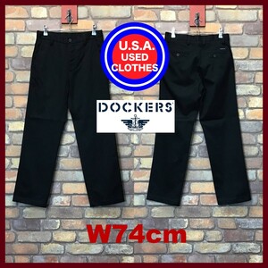 BP2-346★W74センチ位★状態良好!!★ブラック【DOCKERS ドッカーズ】ノータック スラックス【W30程度 メンズ M】黒 USA古着 ワーク ゴルフ