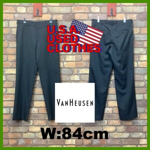 BP3-446★W84センチ位★訳アリ格安！【VAN HEUSEN】ノータック スラックスパンツ【W32 メンズ M】グレー チノパン アメカジ ゴルフ ワーク