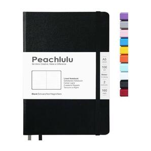 Peachlulu ノートブック クラシック ジャーナル 横罫 6mm 黒②