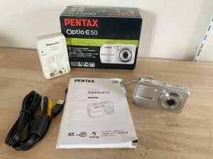 1 jpy start PENTAX Pentax compact digital camera Optio E50 digital camera compact camera silver electrification has confirmed 