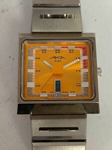1円スタート SEIKO セイコー ALBA アルバ 腕時計 V733-5A40 デイデイト AKA オレンジ文字盤 メンズ腕時計