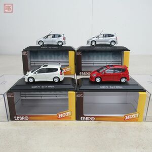 エブロ 1/43 MUGEN ホンダ フィット パールホワイト/シルバー/レッド まとめて4台セット EBBRO Honda Fit ダブリ有【20