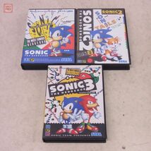 動作保証品 MD メガドライブ ソニック・ザ・ヘッジホッグ/2/3 SONIC THE HEDGEHOG まとめて3本セット セガ SEGA 箱説付【10_画像1