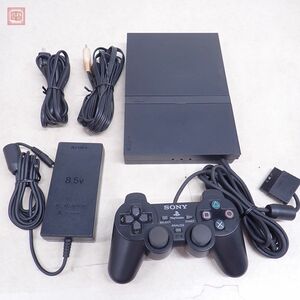 動作品 PS2 プレステ2 薄型 本体 SCPH-70000 チャコール・ブラック + コントローラー + AVケーブル＋電源 まとめてセット SONY ソニー【10