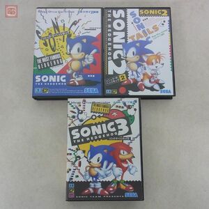 1円〜 動作保証品 MD メガドライブ ソニック・ザ・ヘッジホッグ/2/3 SONIC THE HEDGEHOG まとめて3本セット セガ SEGA 箱説ハガキ付【10