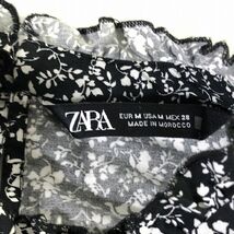 ■【ZARA】ザラ/レディース/小花柄カットソー[M〜L]黒×白《美品》/_画像4