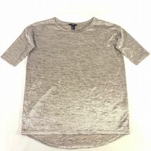 ■【H＆M】エイチ＆エム/5分袖 メッシュカットソー[M]ピンクグレー《美品》/_画像1