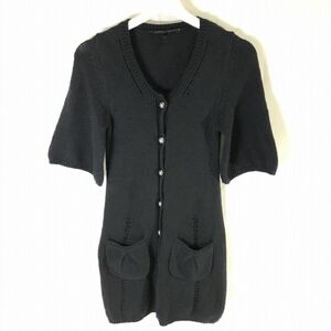 ★■【BCBG MAXAZRIA】BCBGマックスアズリア/5分袖 ひざ丈 ニット地ワンピース[XS]黒《美品》/