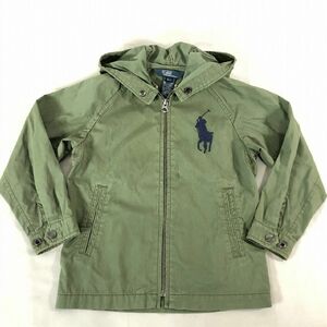 ★【ラルフローレン(Ralph Lauren)】キッズ 男の子 長袖 ミリタリー風 フード付き ジップアップ ジャケット (緑) 4T 110 《中古△》